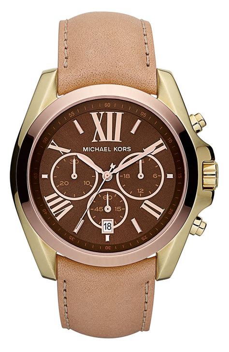 michael kors bradshaw leather strap watch